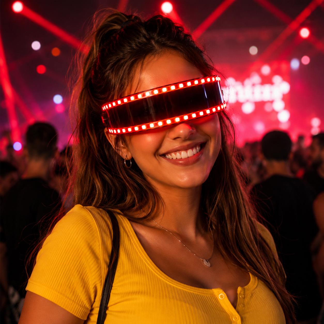 USB Rechargeable LED Light Up Glasses Set for Rave Party, Masquerade Party & Carnival Party | Glowing Glasses Lights | Rave Festival Glasses