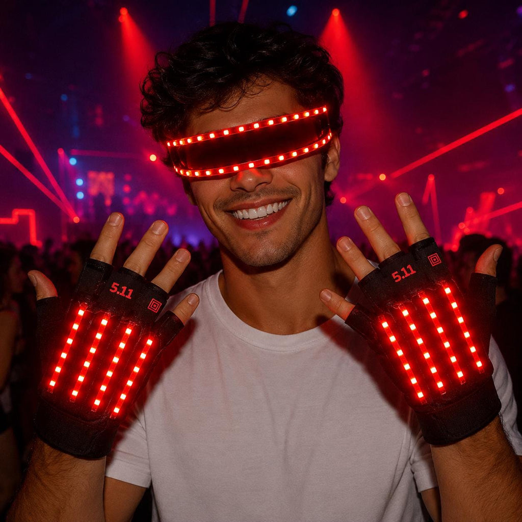 USB Rechargeable LED Light Up Gloves and Glasses for Rave Party, Masquerade Party & Carnival Party | Glowing LED Gloves for Dance Festival