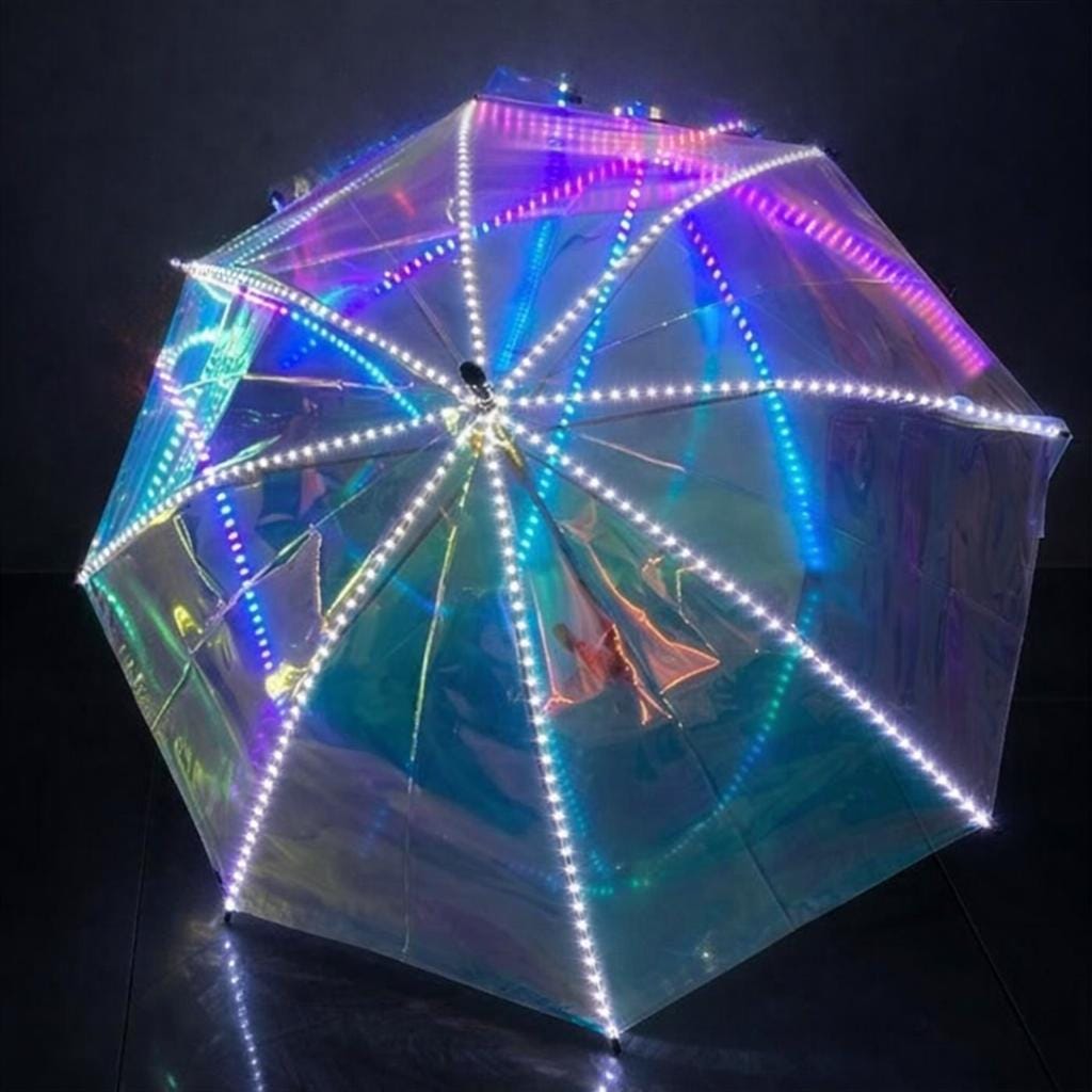 LED Light Up Laser Umbrella, Glow Festival Umbrella for Rave Party, Masquerade Party & Carnival Party, Stage Performance Prop, LED Umbrella