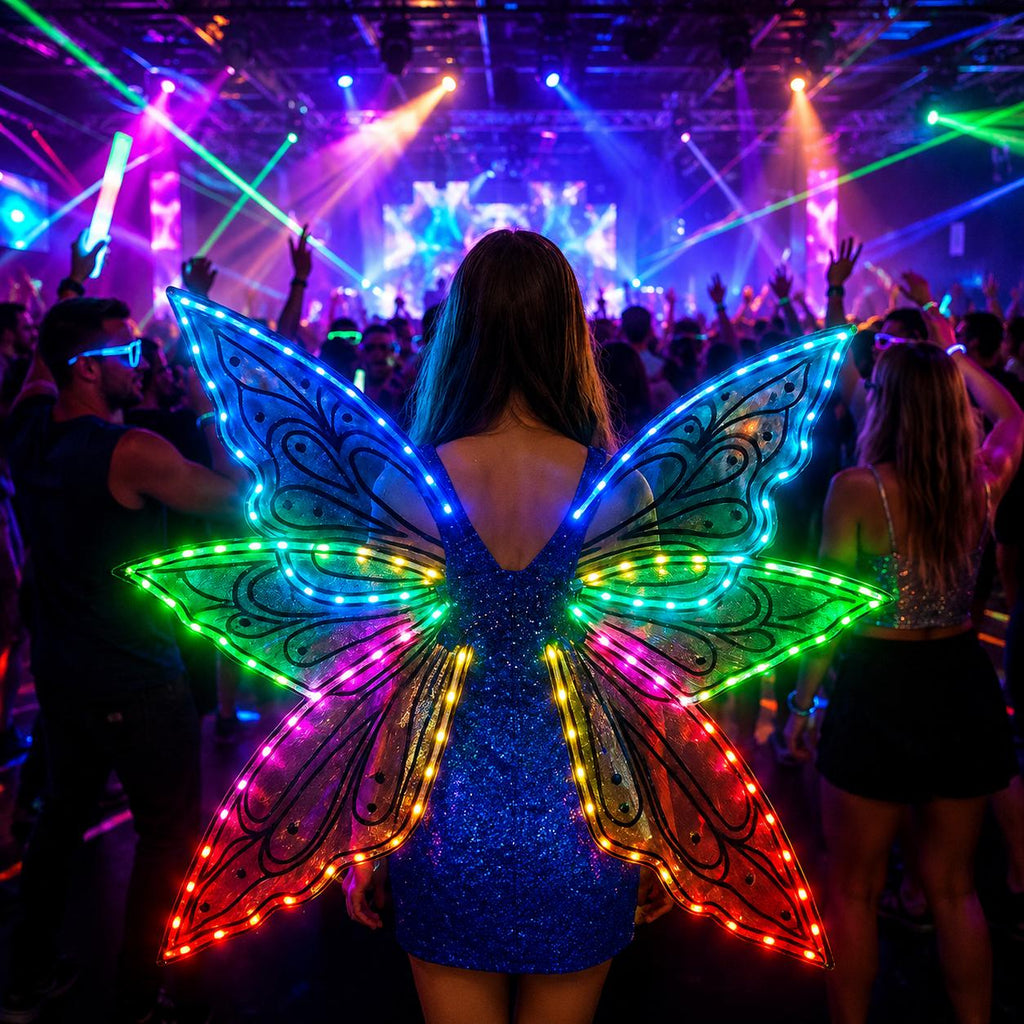 LED Light Up Butterfly Wings Costume for Adults & Girls, Remote Control Luminous Fairy Angel Wings For Rave and Masquerade Party Wings
