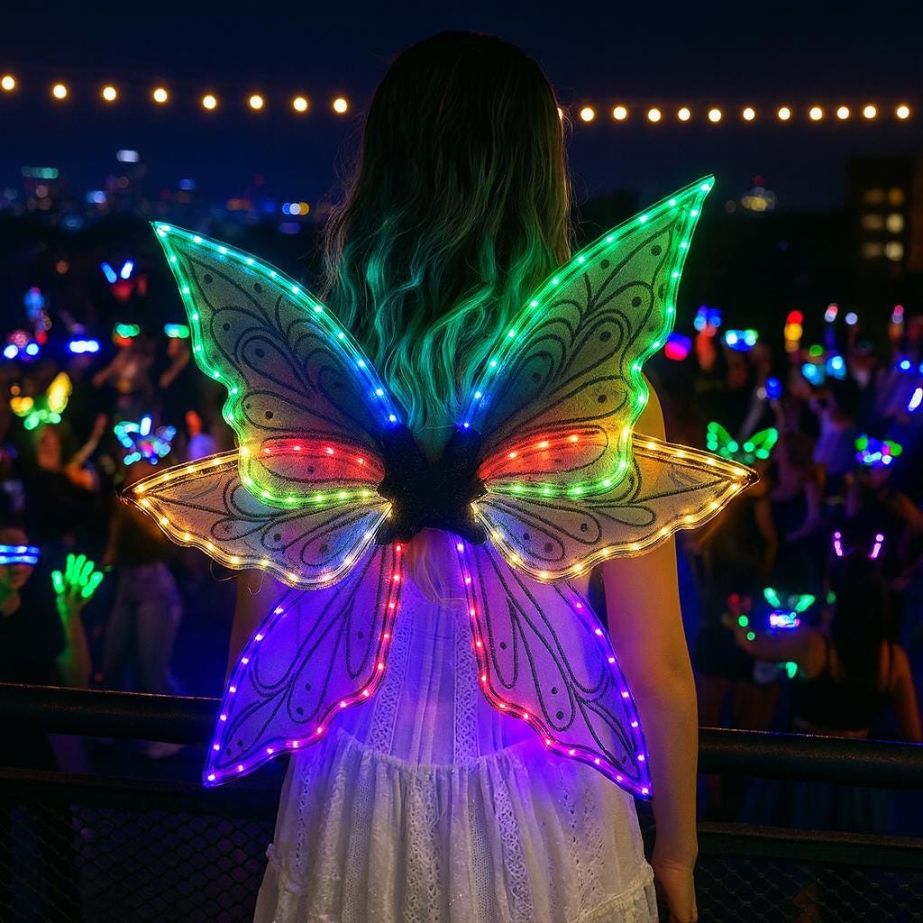 LED Light Up Butterfly Wings Costume for Adults & Girls, Remote Control Luminous Fairy Angel Wings For Rave and Masquerade Party Wings