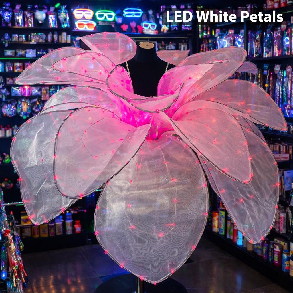 LED Flower Petal Performance Dress for Women, Color Changing Light Up Blossom Costume, Rave Party Outfit, Masquerade Party Dance Dress