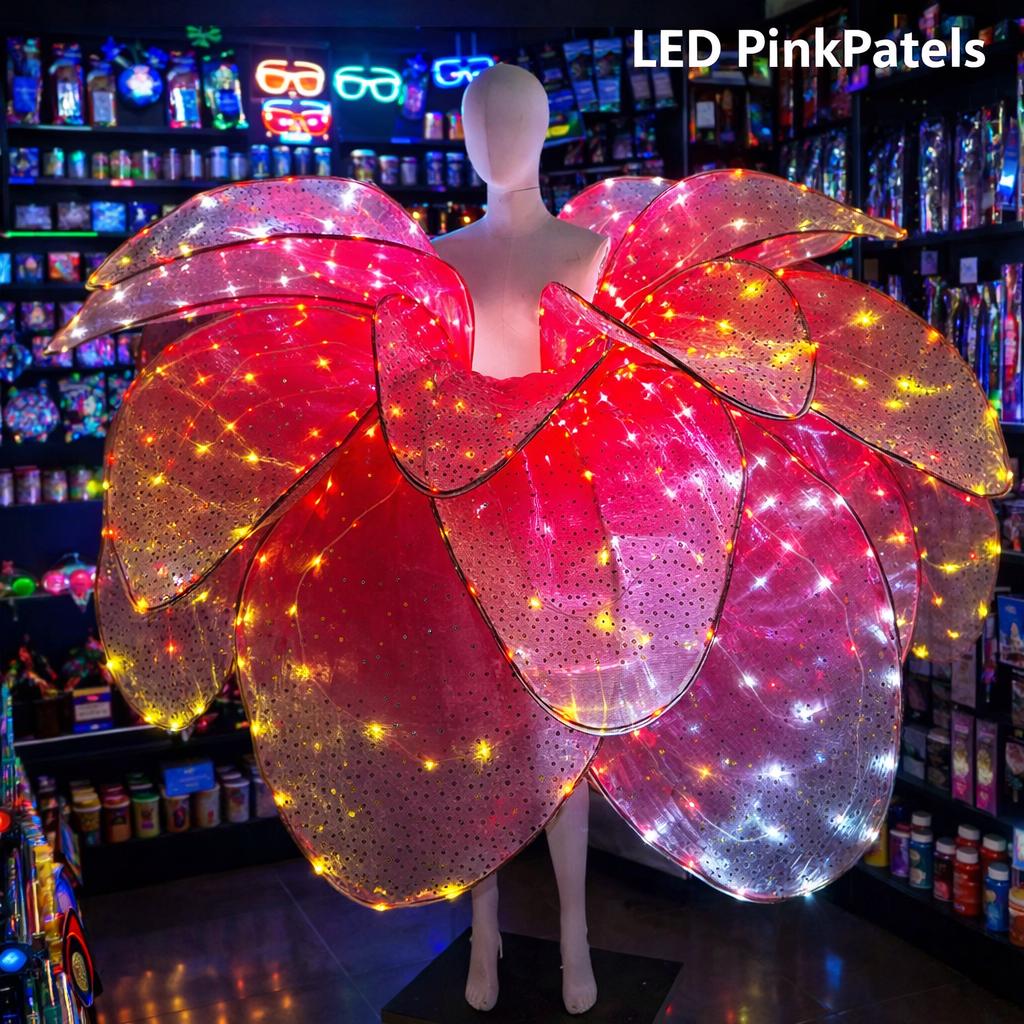 LED Flower Petal Performance Dress for Women, Color Changing Light Up Blossom Costume, Rave Party Outfit, Masquerade Party Dance Dress
