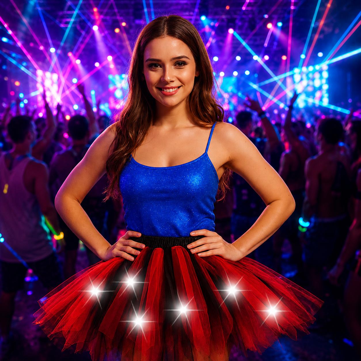 LED Light Up Fairy Tutu Skirt for Women, Neon Glow Dance Costume, Rave Party Outfit, Carnival Party Skirt, Masquerade Rave Party Skirt
