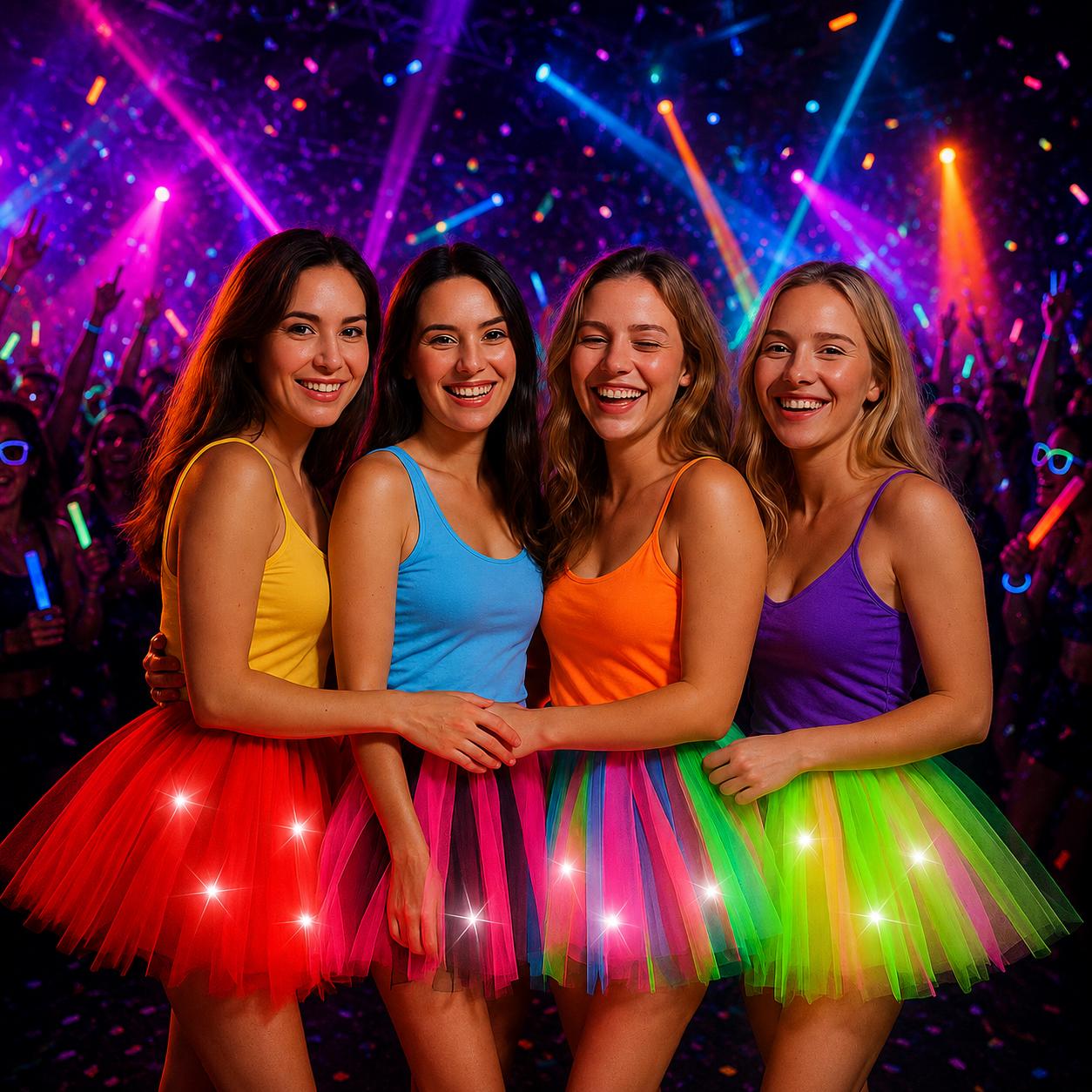 LED Light Up Fairy Tutu Skirt for Women, Neon Glow Dance Costume, Rave Party Outfit, Carnival Party Skirt, Masquerade Rave Party Skirt