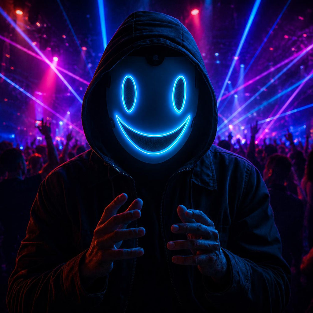 LED Glowing Face Mask, Light Up Neon Cosplay Mask, Luminous Party Mask for Adults & Kids, Rave Party and Masquerade Party Face Mask