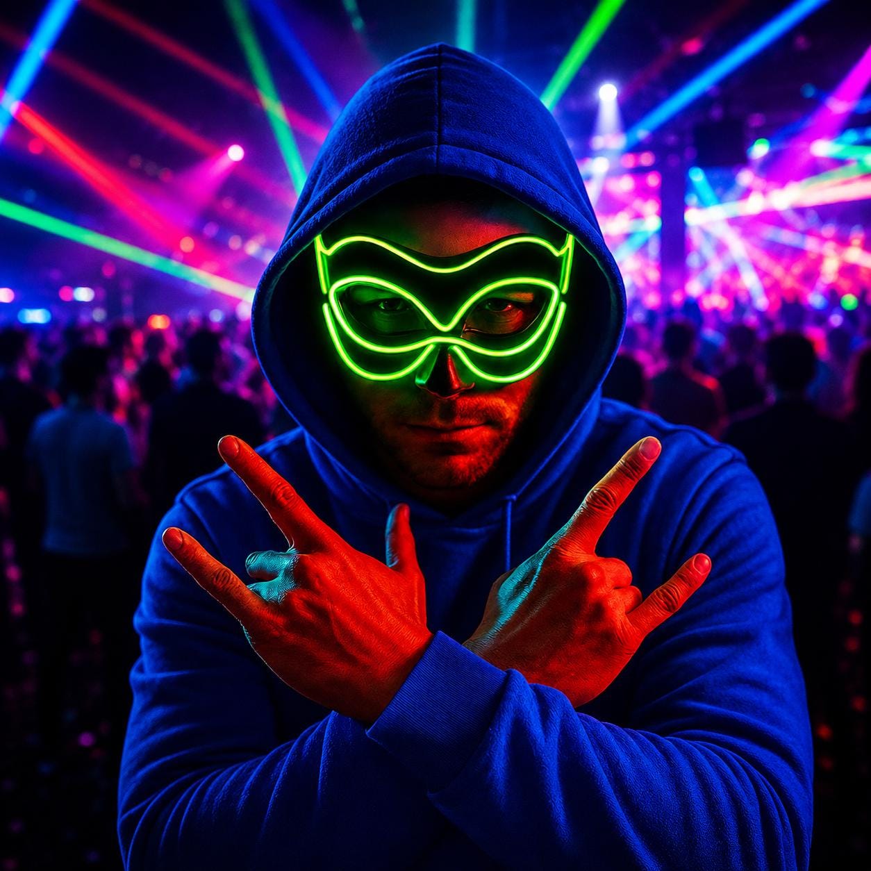 LED Neon Fox Mask, Light Up EL Wire Cosplay Mask, Luminous Animal Face Mask, Rave Party and Masquerade Party Mask, Led Glowing Face Mask