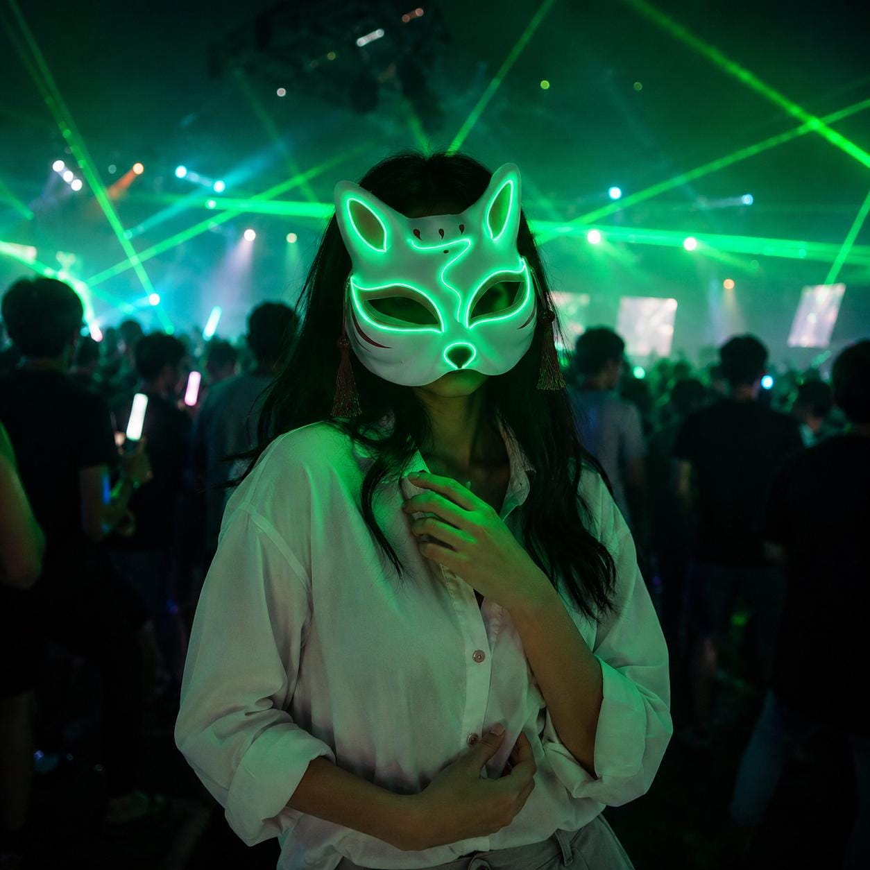 LED Neon Fox Mask, Light Up EL Wire Cosplay Mask, Rave Party Costume Accessory, Masquerade Party Mask, Carnival Party Face Mask, Led Mask