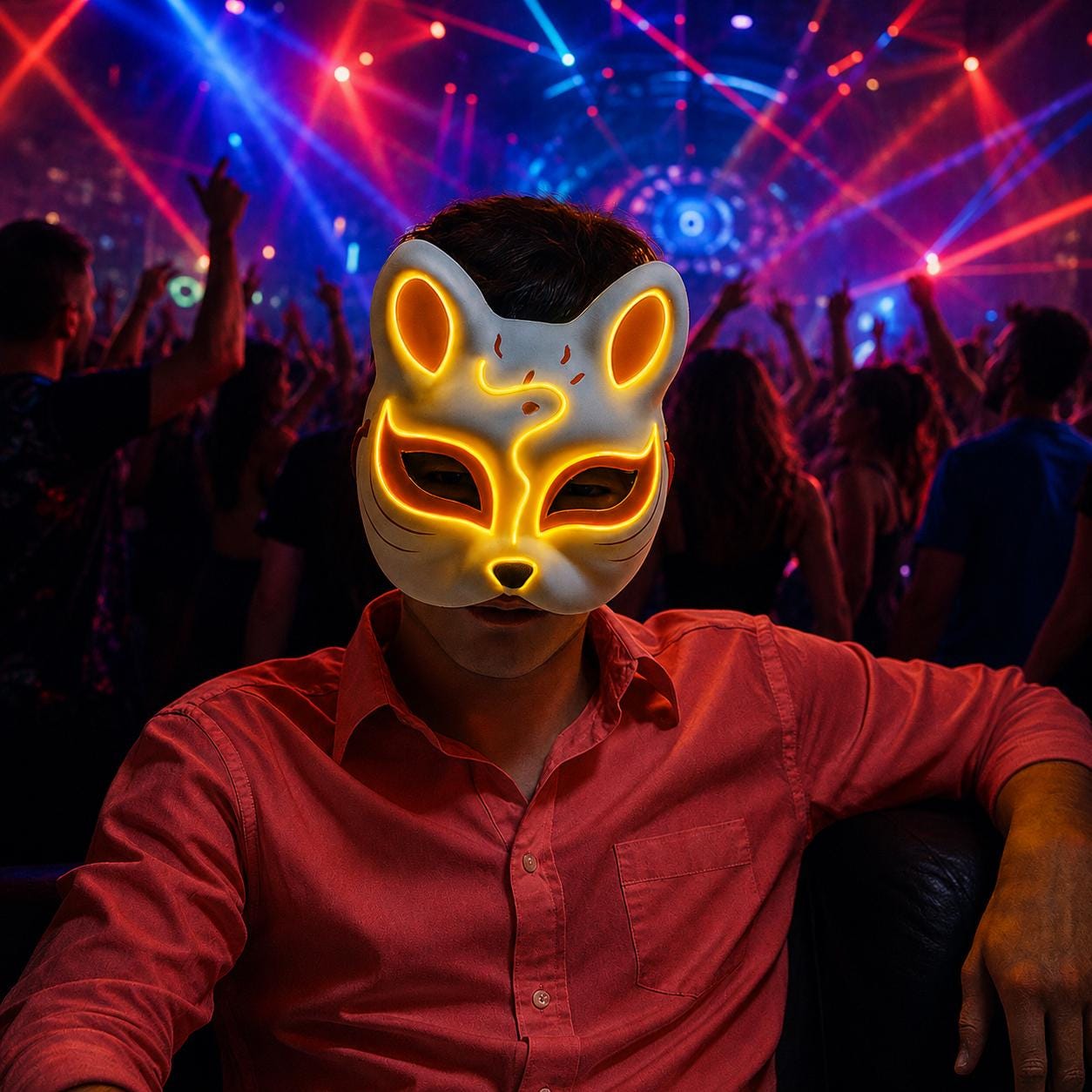 LED Neon Fox Mask, Light Up EL Wire Cosplay Mask, Rave Party Costume Accessory, Masquerade Party Mask, Carnival Party Face Mask, Led Mask