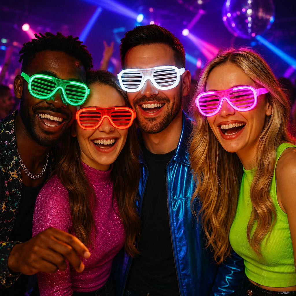 LED Rave Light Up Glasses, Neon Glow Party Eyewear, Rave Glasses, Masquerade Party Accessory, Carnival Party Sunglasses, LED Rave Glasses