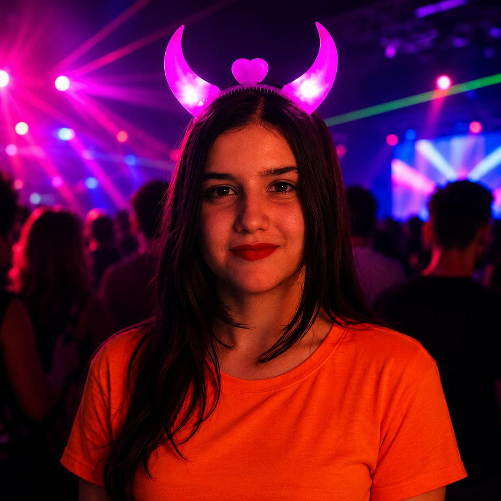 LED Devil Horn Headband, Light Up Flashing Horns Headpiece, Rave Party Accessory, Masquerade Party Costume, Carnival Party Headband