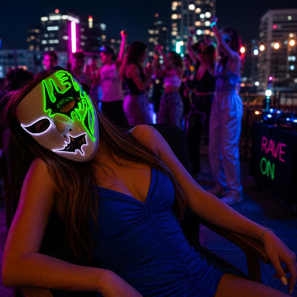 LED Glow Mask – Light Up Masquerade Mask for Rave Party, Carnival Party & Halloween Costume, Luminous Cosplay Face Mask, Festival Dance Mask