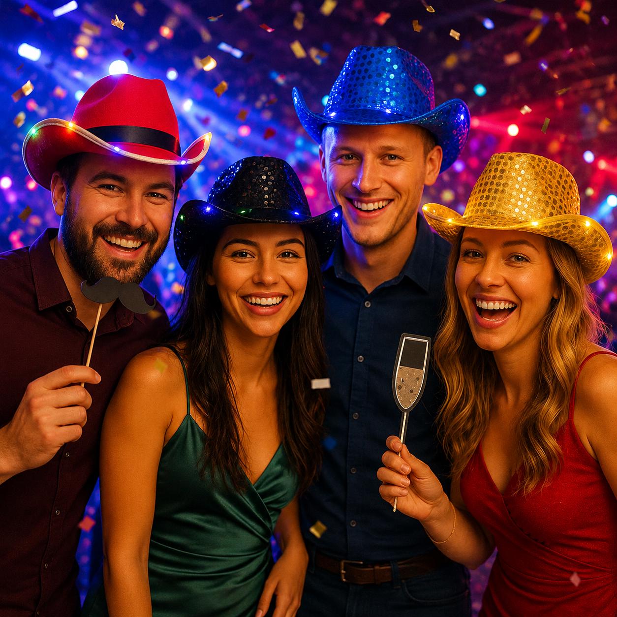 LED Light Up Cowboy Hat – Fiber Optic Glow Western Hat for Rave Party, Carnival Party & Masquerade Party, Festival Costume Hat, LED Rave Hat