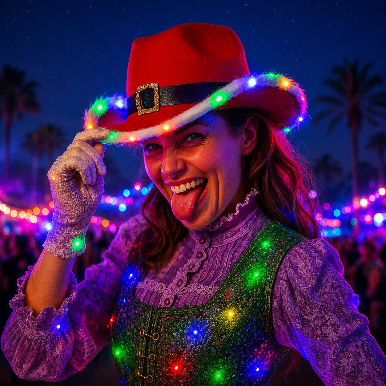 LED Light Up Cowboy Hat – Fiber Optic Glow Western Hat for Rave Party, Carnival Party & Masquerade Party, Festival Costume Hat, LED Rave Hat