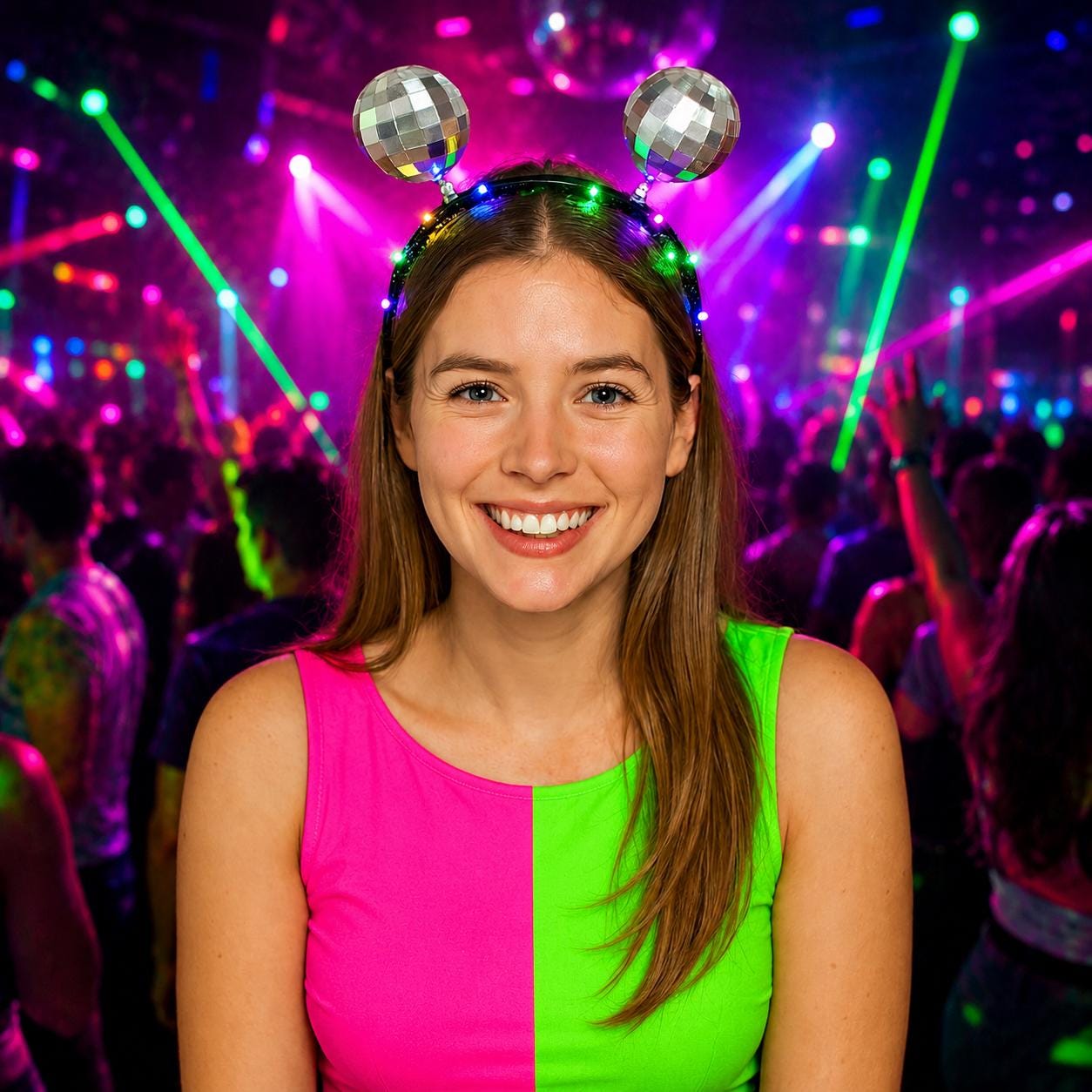 LED Disco Ball Hairband – Light Up Festival Headband for Rave Party, Carnival Party & Masquerade Party, Sparkly Mirror Ball Headpiece