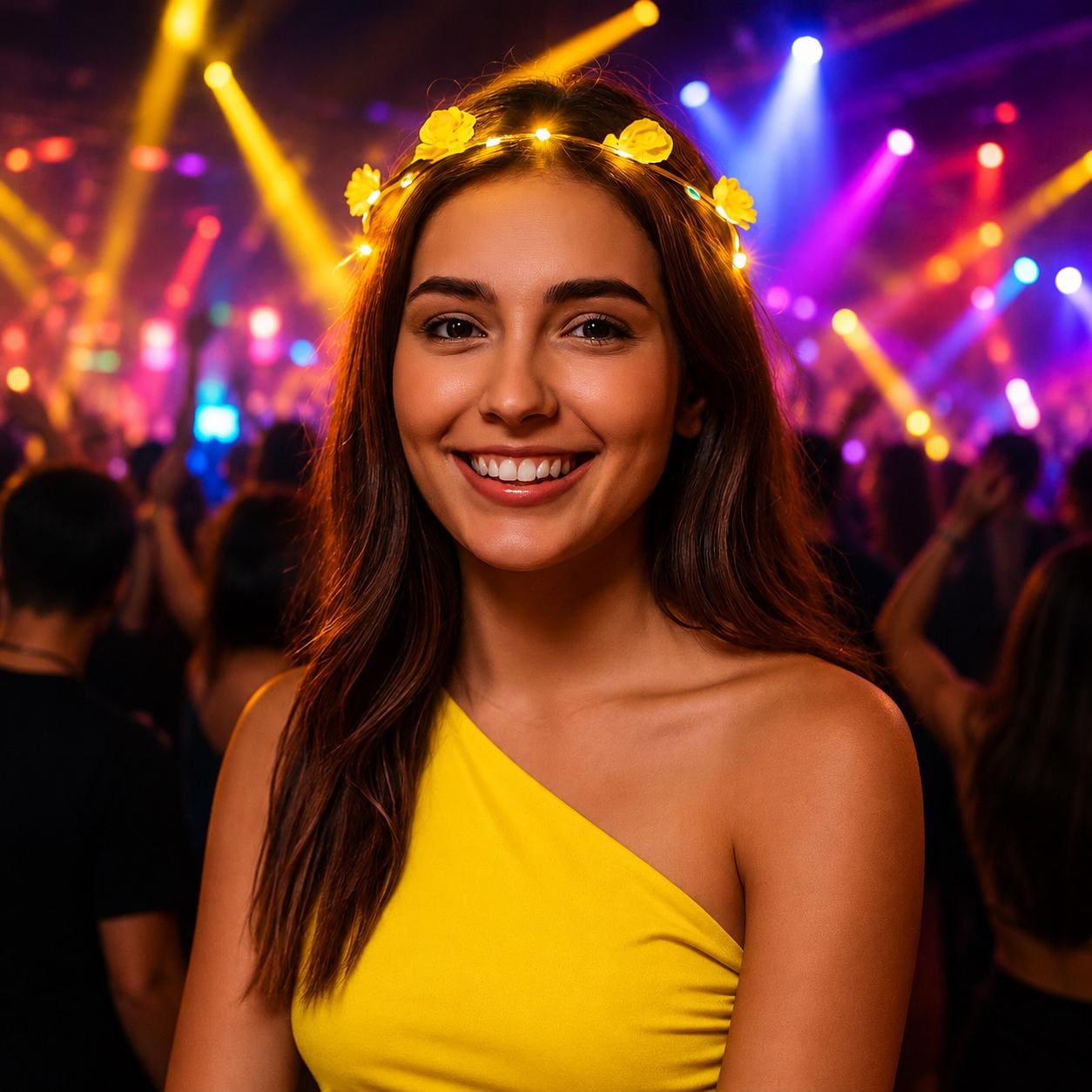 LED Flower Crown Headband – Light Up Floral Garland for Rave Party, Carnival Party & Masquerade Party, Glowing Festival Headpiece, LED Crown