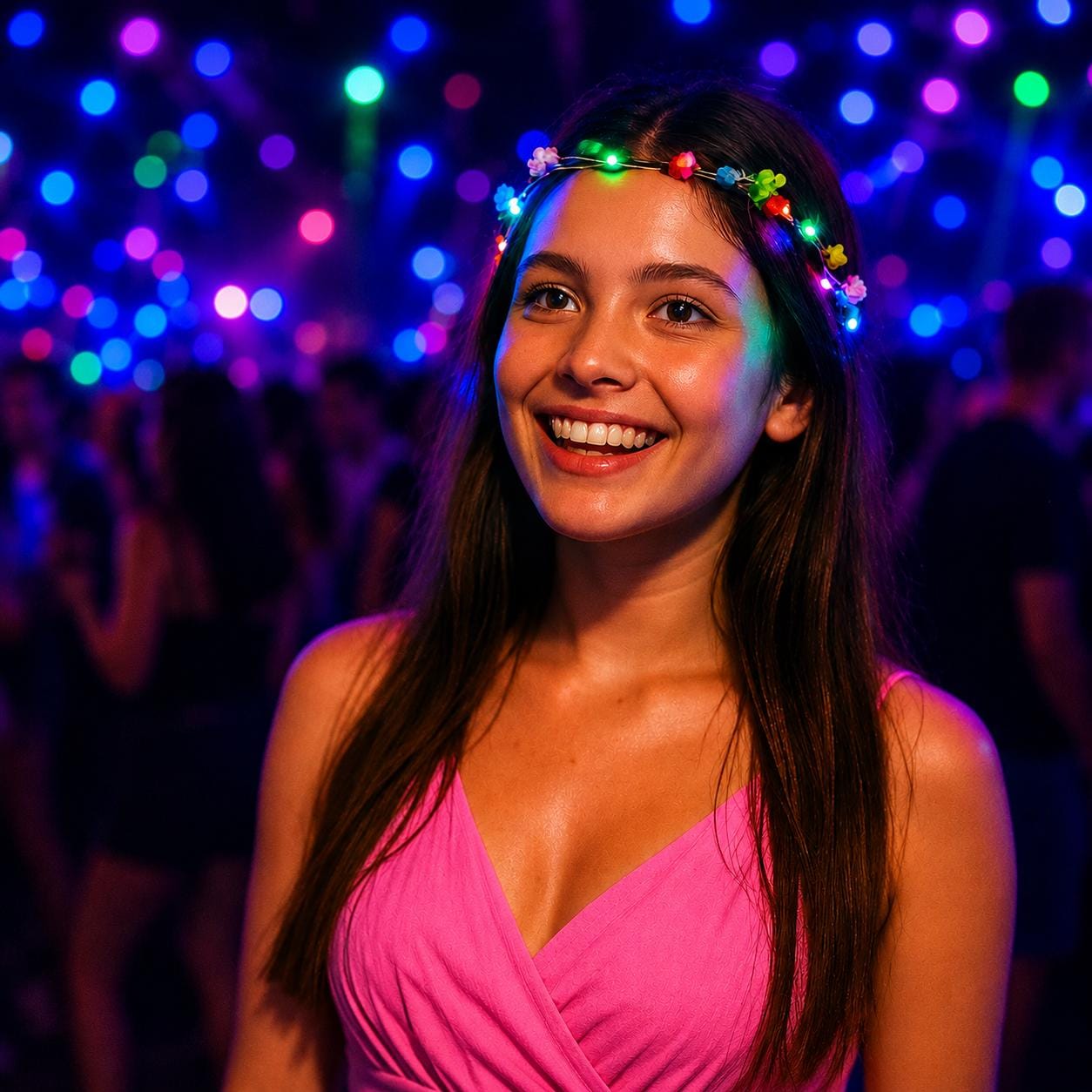 LED Flower Crown Headband – Light Up Floral Garland for Rave Party, Carnival Party & Masquerade Party, Glowing Festival Headpiece, LED Crown