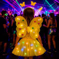 Kids LED Fairy Wings Costume Set – Light Up Butterfly Wings & Princess Skirt for Rave Party, Carnival Party and Masquerade Party