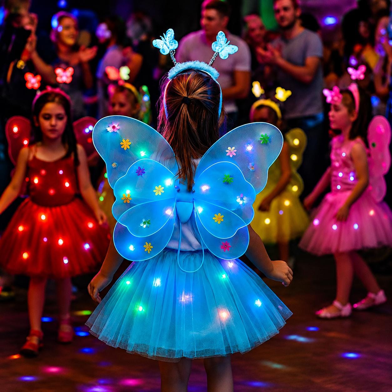 Kids LED Fairy Wings Costume Set – Light Up Butterfly Wings & Princess Skirt for Rave Party, Carnival Party and Masquerade Party