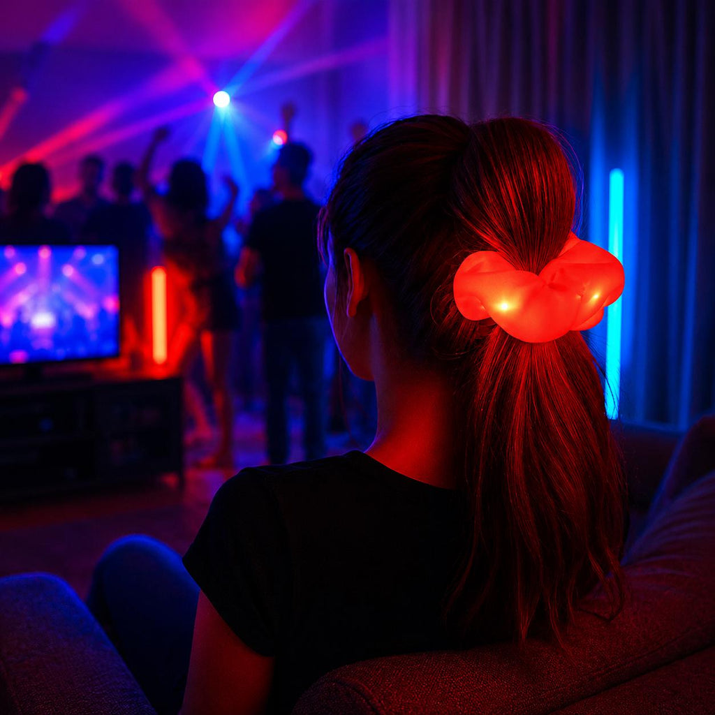 Kids LED Fairy Scrunchie, Light Up Princess Hair Tie for Rave Party, Carnival Party & Masquerade Party,Glowing Hair Accessory, LED Scrunchie