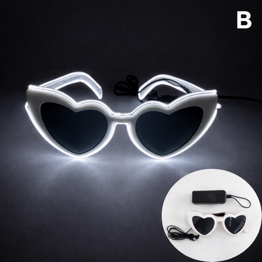 LED Heart Sunglasses, Light Up Heart Glasses for Women, Glowing Party Eyewear, Festival Heart Shades for Rave, Masquerade & Carnival Party