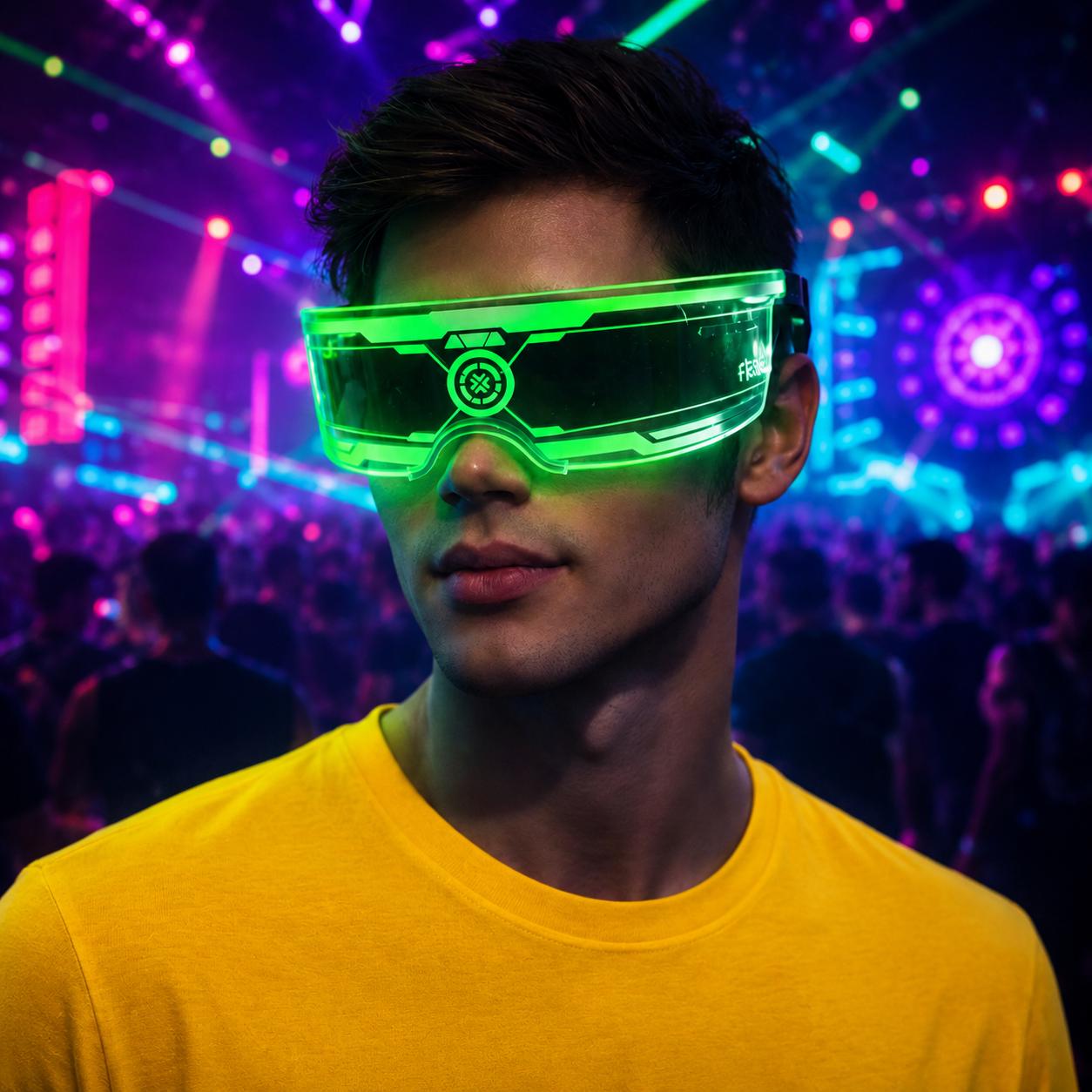 LED Rave Party Glasses for Women & Men, Light Up Luminous Eyewear, Rave Party Accessories for Masquerade, Carnival Party, Festival Eyewear