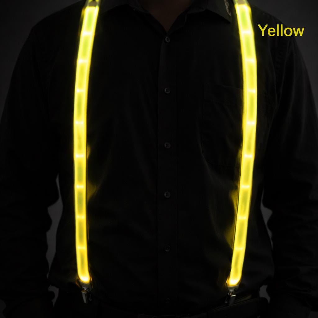 LED Light Up Suspenders for Men & Women, Glow Party Suspenders, Adjustable Elastic Braces for Rave Party, Masquerade Party, LED Rave Belts