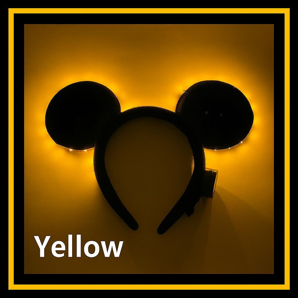 LED Glowing Neon Mouse Ears Headband, Festival Light-Up Costume Headband for Rave, Masquerade& Carnival Party | Micky Mouse Rave Headband