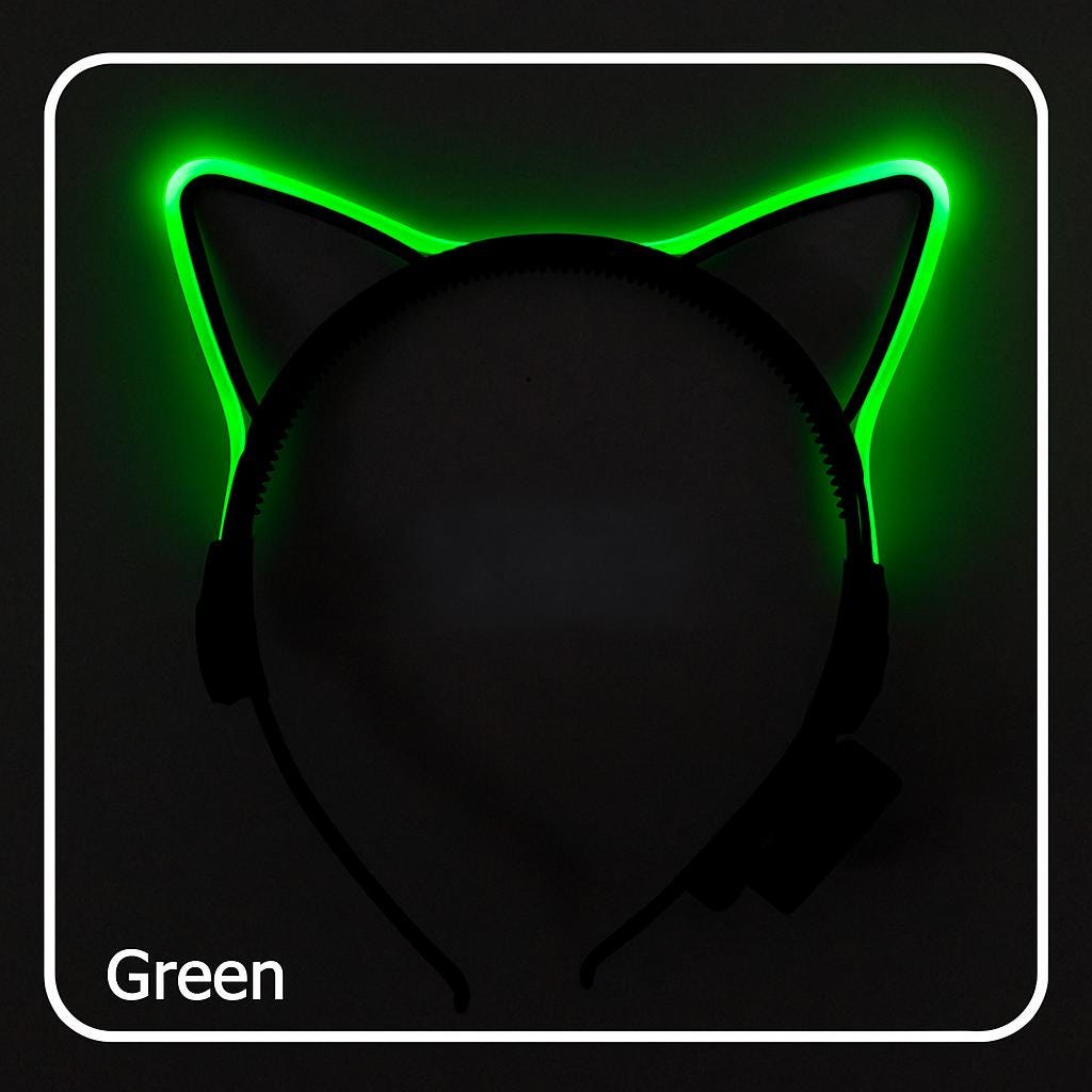 LED Glowing Cat Ear Headband, Light Up Festival Headwear For Rave, Masquerade & Carnival Party LED Cat Ears | LED Cat Ear Headband