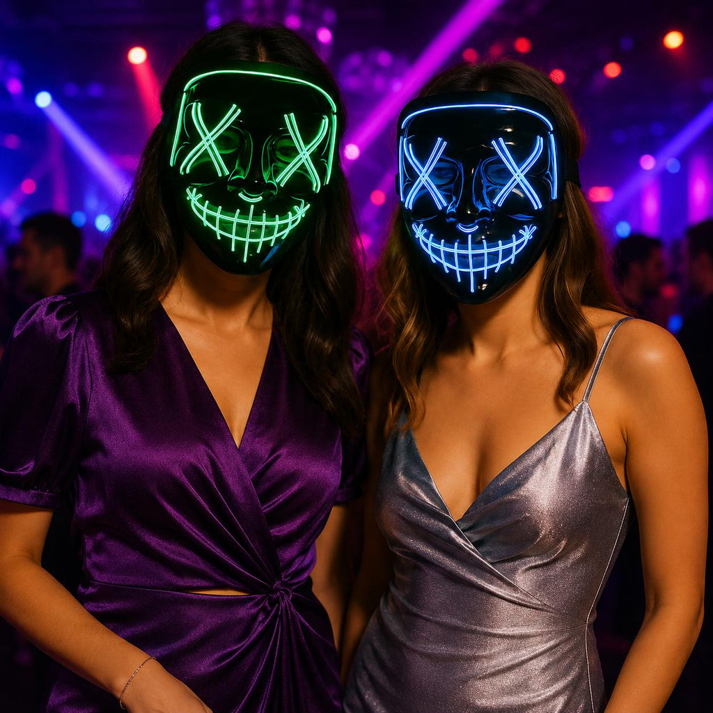 LED Neon Glow Mask, Light Up Cosplay Mask, Luminous Festival Mask, Rave, Masquerade & Carnival Party LED Mask, Halloween Costume Face Mask