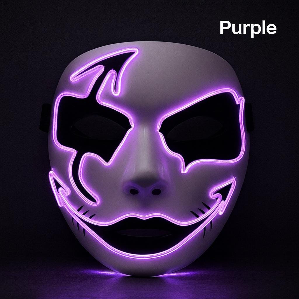 LED Neon Glow Face Mask, Light Up Festival Cosplay Arrow Mask, Luminous Rave Party Costume Mask For Rave, Masquerade & Carnival Party