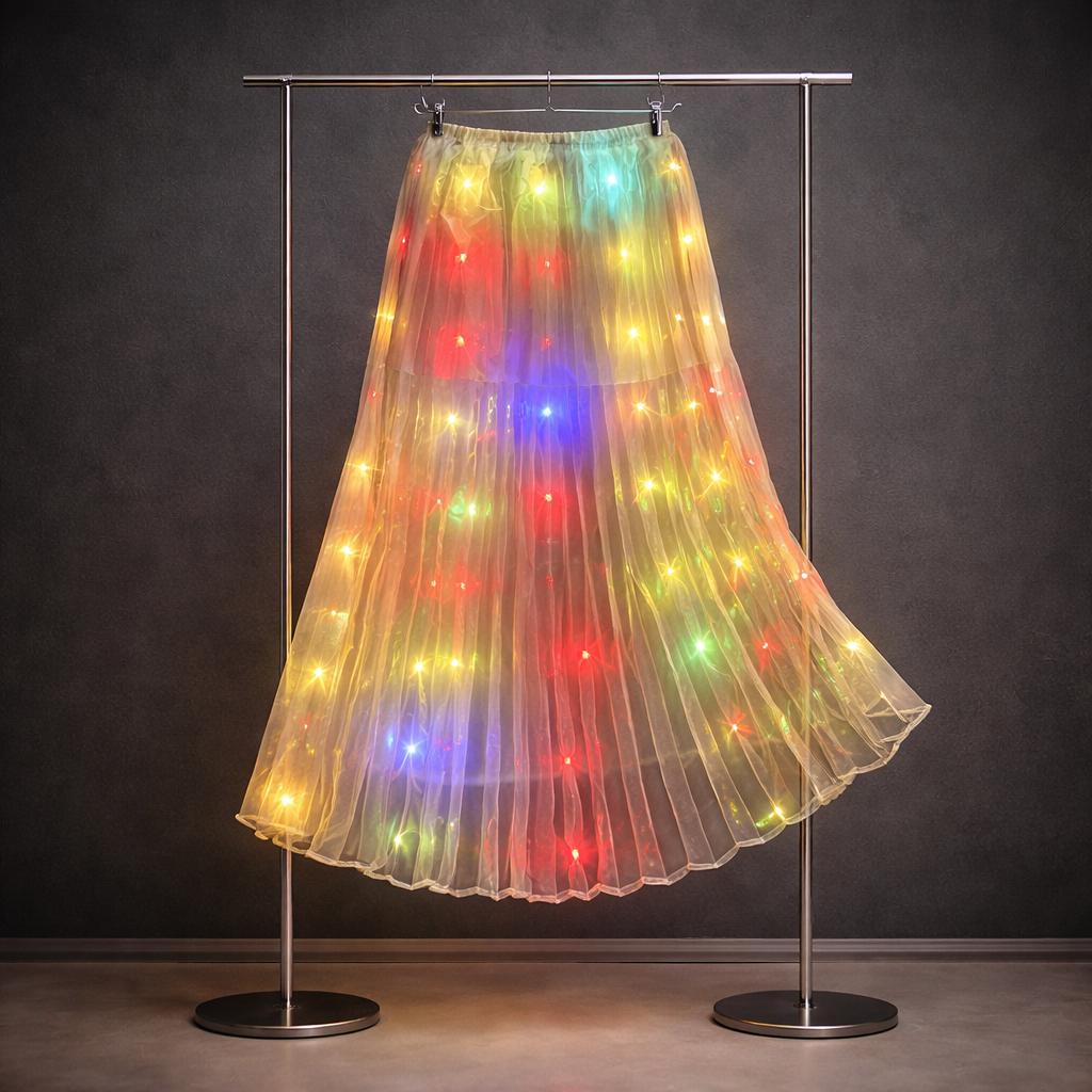 LED Light Up Tutu Skirt for Women & Girls | Glowing Long Dance Skirt for Rave , Masquerade and Carnival Party | Luminous Belly Dance Skirt