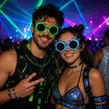 LED Spiked Neon Glasses for Women & Men | Light Up Festival Eyewear for Rave, Masquerade and Carnival Party | Glow Club Sunglasses