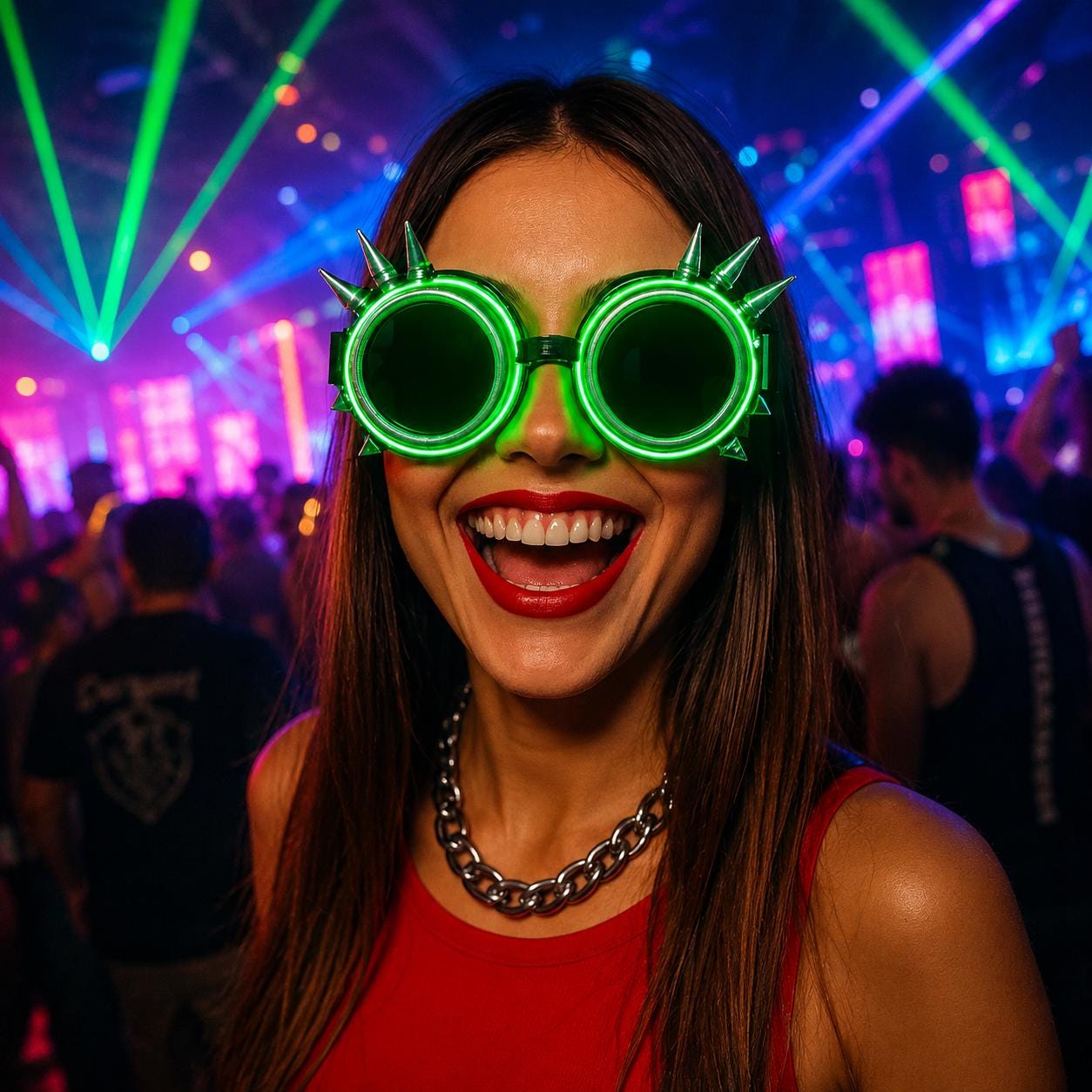 LED Spiked Neon Glasses for Women & Men | Light Up Festival Eyewear for Rave, Masquerade and Carnival Party | Glow Club Sunglasses