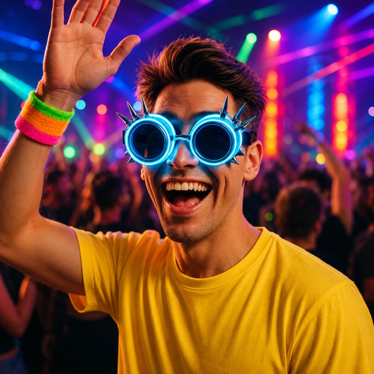LED Spiked Neon Glasses for Women & Men | Light Up Festival Eyewear for Rave, Masquerade and Carnival Party | Glow Club Sunglasses