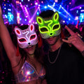 LED Neon Fox Mask, Light Up EL Wire Cosplay Mask, Rave Party Costume Accessory, Masquerade Party Mask, Carnival Party Face Mask, Led Mask