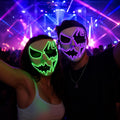 LED Hand Painted Horror Mask – Glowing Masquerade Rave Cosplay Face