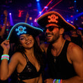 LED Rave Pirate Hat – Glowing Skull Captain Costume Cap for Rave Party