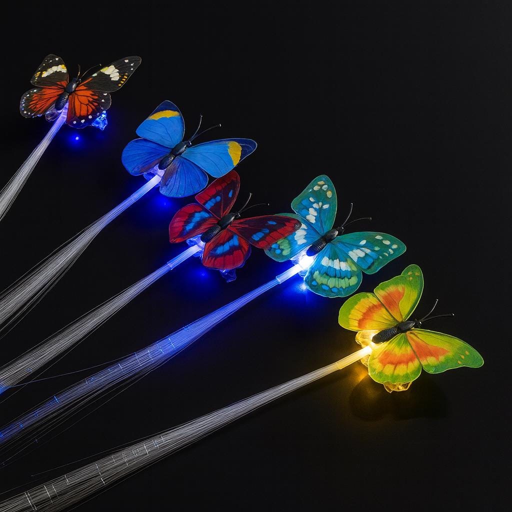 LED Light Up Hair Braid Clip, Glowing Hair Extension Hairpin, Festival Hair Accessory For Rave, Masquerade & Carnival Party | Butterfly Clip