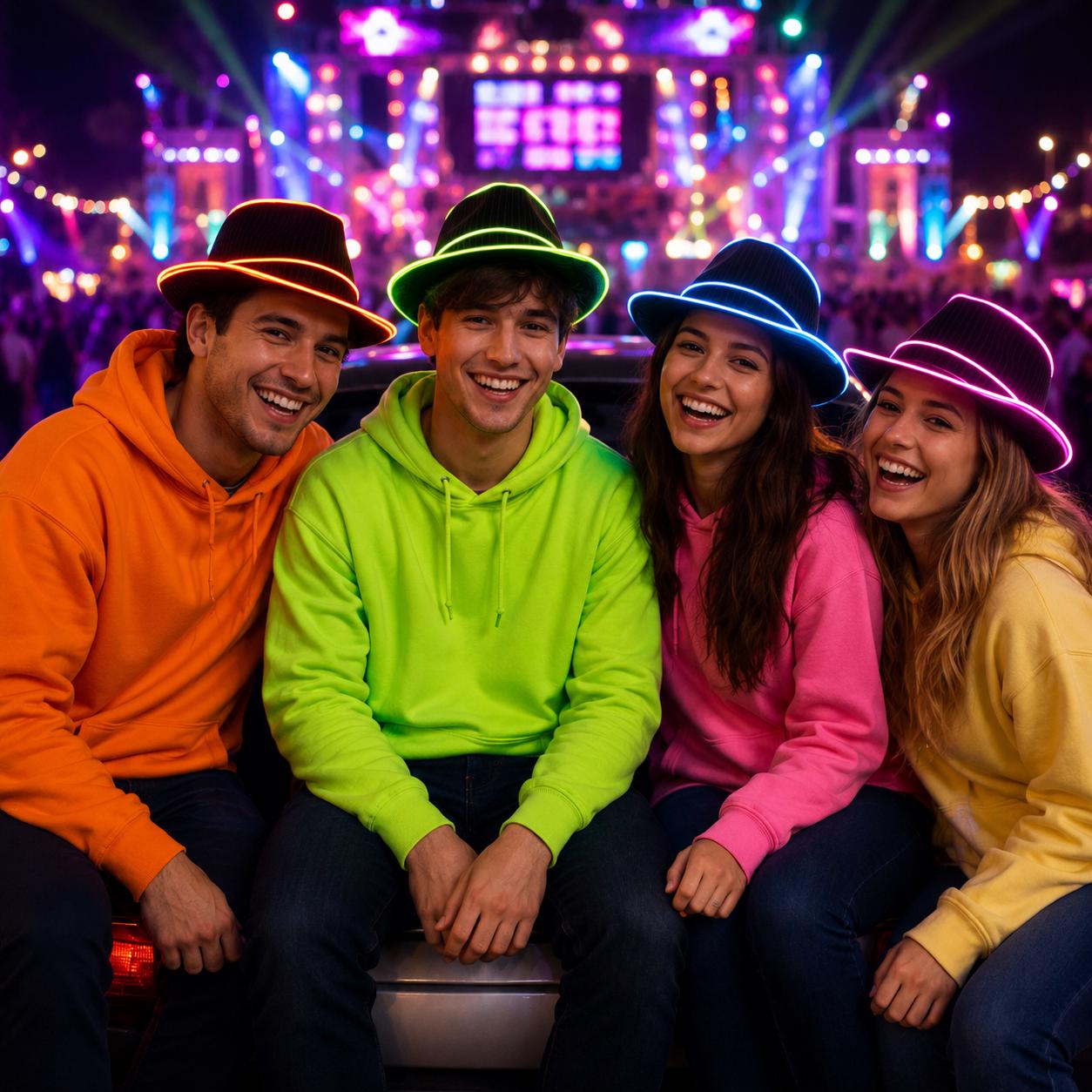 LED Light Up Top Hat for Unisex, Glowing Costume Hat, Luminous Party Hat for Rave, Masquerade & Carnival Party, LED Rave Party Hat