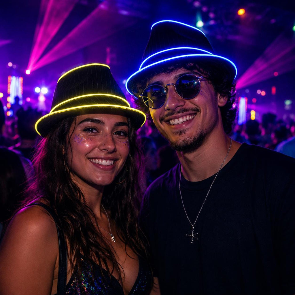 LED Light Up Top Hat for Unisex, Glowing Costume Hat, Luminous Party Hat for Rave, Masquerade & Carnival Party, LED Rave Party Hat