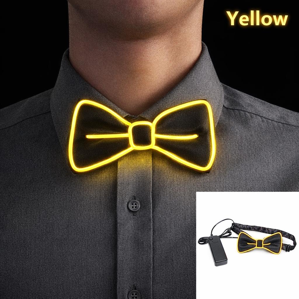 LED Light Up Bow Tie for Men, Glowing Luminous Bow Tie, Festival Costume Accessory for Rave, Masquerade & Carnival party,Night Party Bow Tie