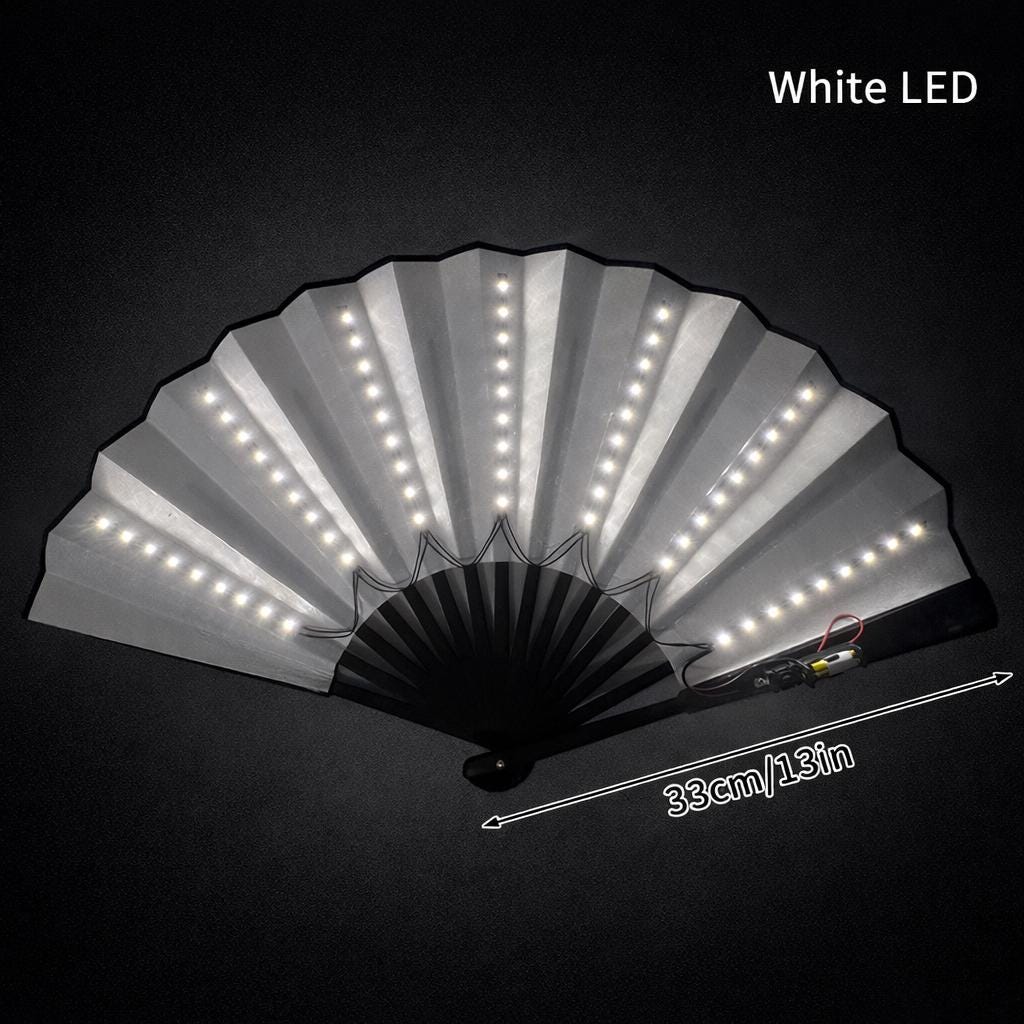 LED Light Up Folding Fan, Glowing Dance Hand Fan, Festival Performance Fan For Rave, Carnival & Masquerade Party, Fluorescent Night Club Fan