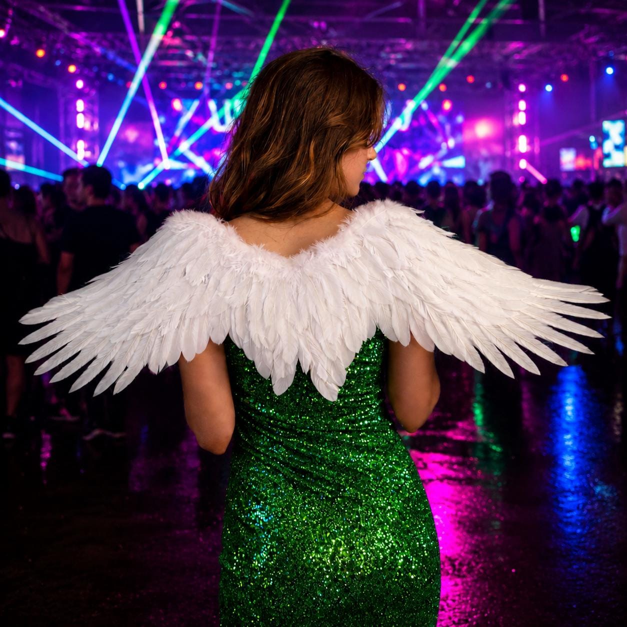 LED Light Up Feather Angel Wings, Glow Costume Wings for Women & Kids, Rave Party Accessories, Masquerade Party Costume, Carnival Party Wing