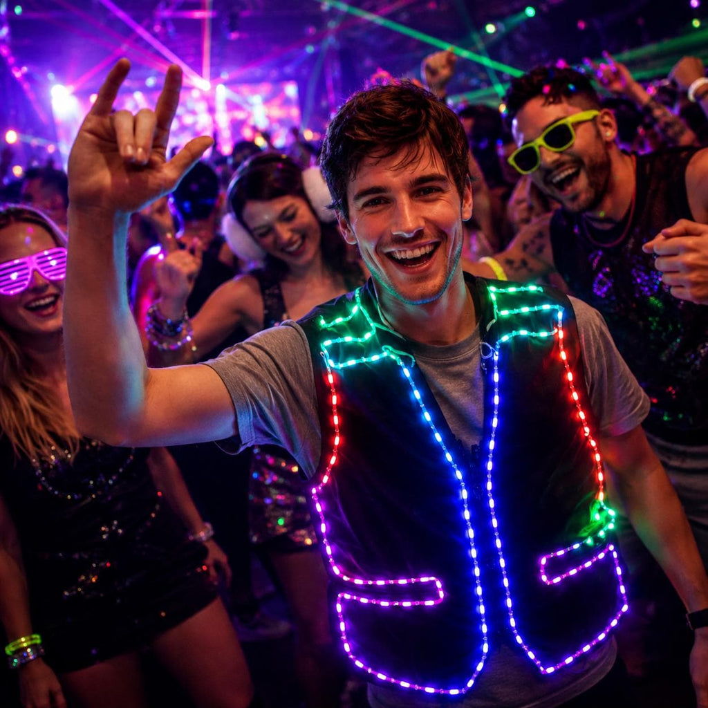 LED Light Up Dance Suit Vest for Men, Bluetooth Glow Performance Costume, DJ Stage Outfit, Rave Party Clothing, Masquerade Party Costume