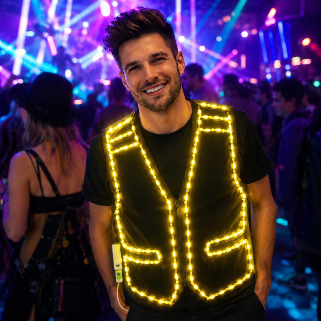 LED Light Up Dance Suit Vest for Men, Bluetooth Glow Performance Costume, DJ Stage Outfit, Rave Party Clothing, Masquerade Party Costume