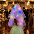 LED Light Up Bridal Veil with Hair Clip, Glowing Wedding Tulle Veil, Bride Costume Accessory, Rave Party Veil, Masquerade Party Headpiece