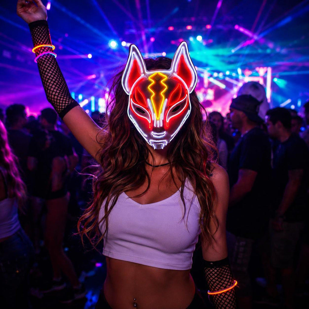 LED EL Wire Light Up Mask, Neon Glow Masquerade Mask, Rave Party Mask, Carnival Party LED Face Mask, Festival Cosplay Mask, Halloween Mask