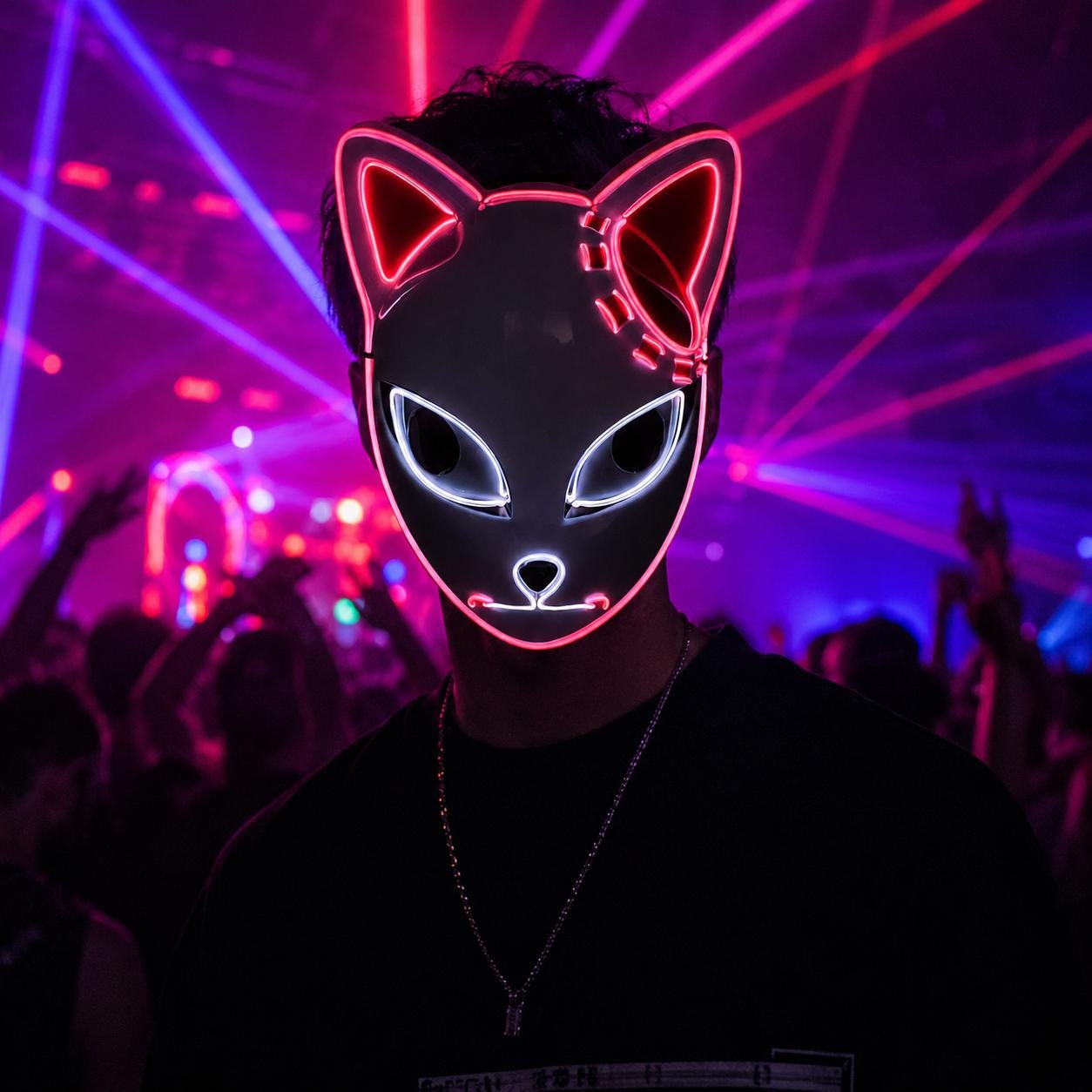 LED Rave Mask for Rave Party, Masquerade Party & Carnival Party | Luminous Glow Face Mask | Halloween Costume Cosplay Festival Decor