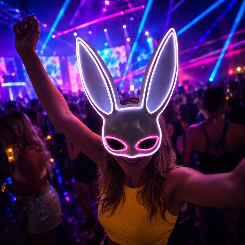 LED Rave Neon EL Wire Light Up Mask, Glowing Masquerade Mask, Halloween Costume Mask, Rave Party LED Face Mask, Carnival Party Luminous Mask